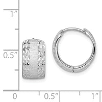 14K White Gold D/C Textured Hoop Earrings-TL1141