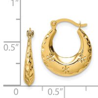 14k Textured Stamped Hoop Earrings-TL1144
