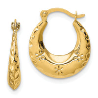 14k Textured Stamped Hoop Earrings-TL1144