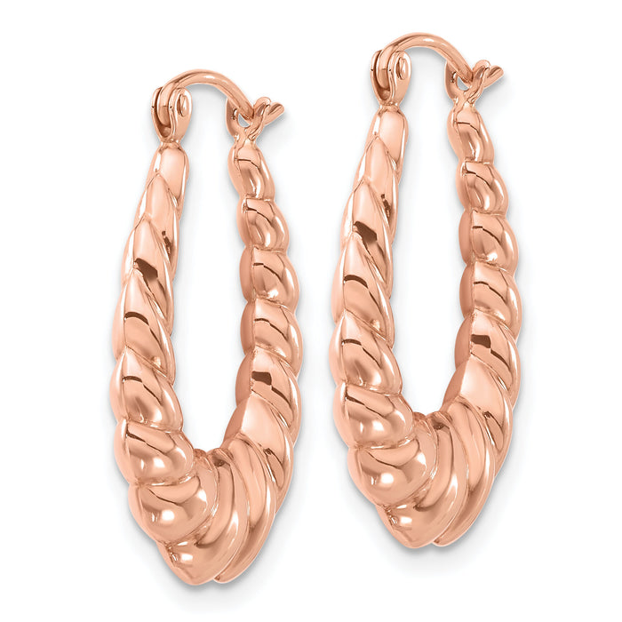 14k Rose Gold Polished Twisted Hollow Hoop Earrings-TL1145R