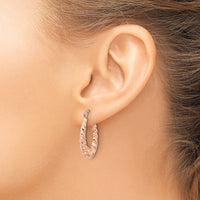 14k Rose Gold Polished Twisted Hollow Hoop Earrings-TL1145R