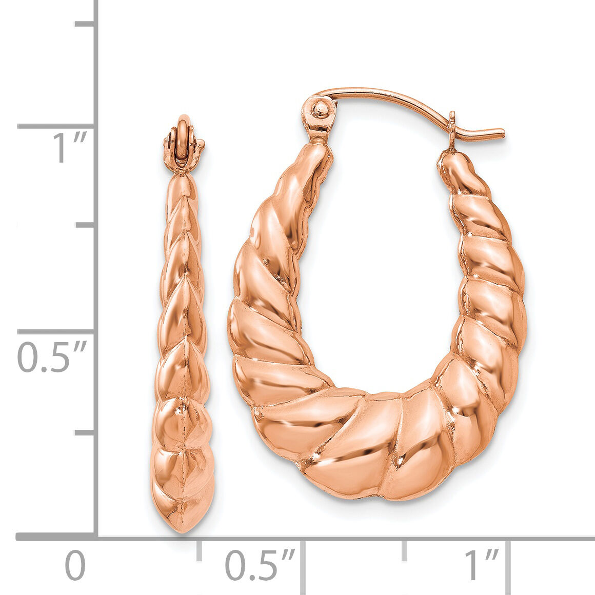 14k Rose Gold Polished Twisted Hollow Hoop Earrings-TL1145R