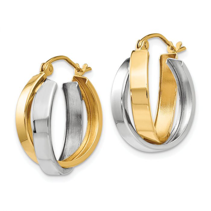 14k Two-tone Polished Double Hoop Earrings-TL115