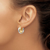 14k Two-tone Polished Double Hoop Earrings-TL115