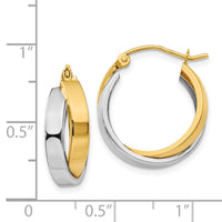 14k Two-tone Polished Double Hoop Earrings-TL115