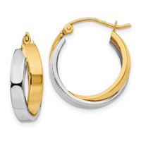 14k Two-tone Polished Double Hoop Earrings-TL115