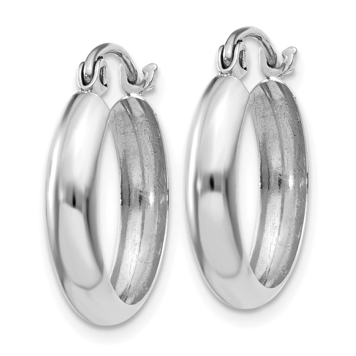 14k White Gold Polished 3.5mm Hoop Earrings-TL116