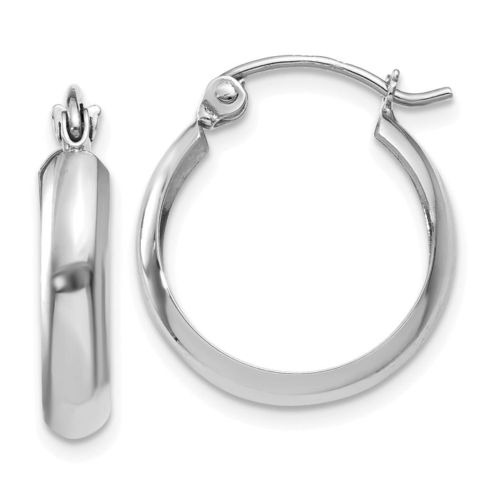 14k White Gold Polished 3.5mm Hoop Earrings-TL116