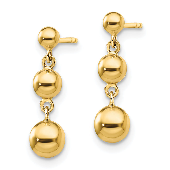 14k Graduated 3 Ball Post Earrings-TL1165