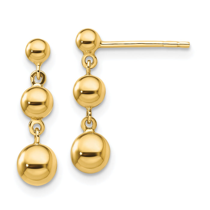 14k Graduated 3 Ball Post Earrings-TL1165