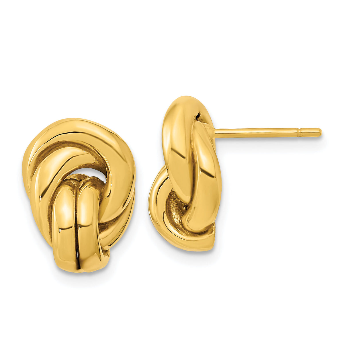 14k Polished Love Knot Hollow Post Earrings-TL1171