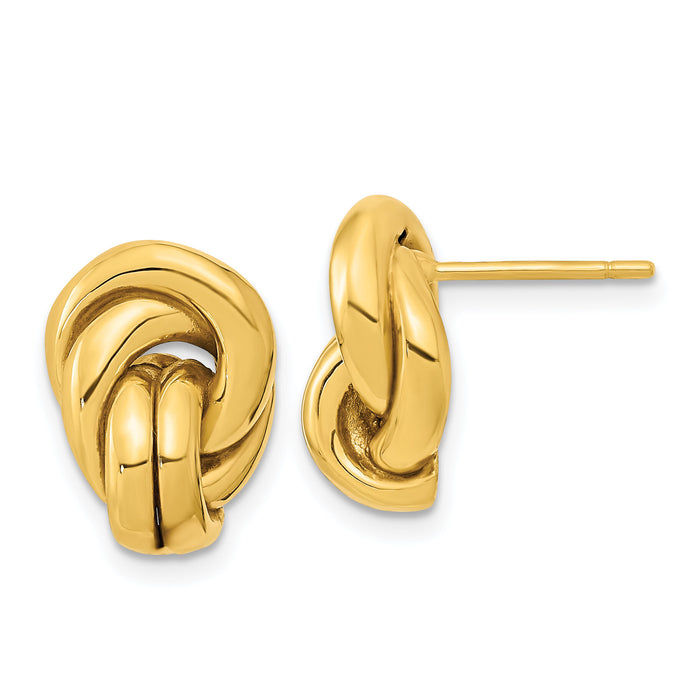 14k Polished Love Knot Hollow Post Earrings-TL1171