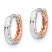 14k Two-tone Rose and White Gold 1.75mm Hinged Hoop Earrings-TL1175