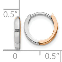 14k Two-tone Rose and White Gold 1.75mm Hinged Hoop Earrings-TL1175
