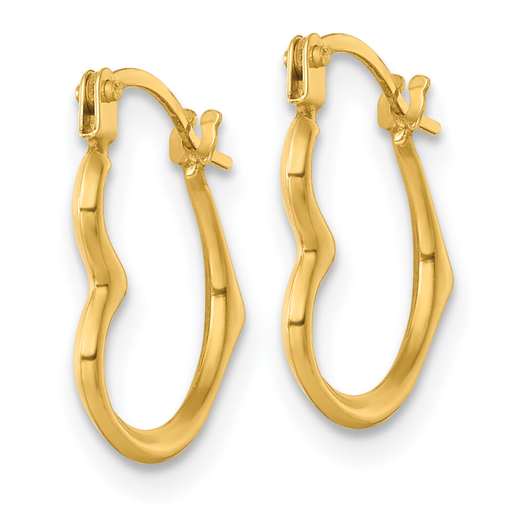 14k Polished Heart Shape Hoop Earrings-TL1178