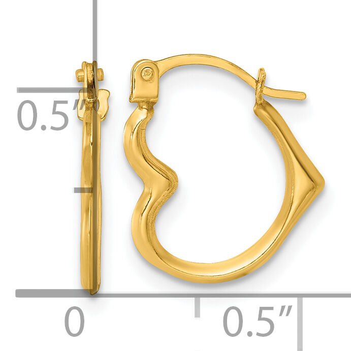 14k Polished Heart Shape Hoop Earrings-TL1178