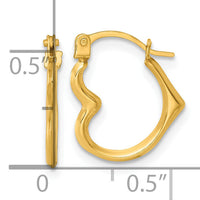 14k Polished Heart Shape Hoop Earrings-TL1178