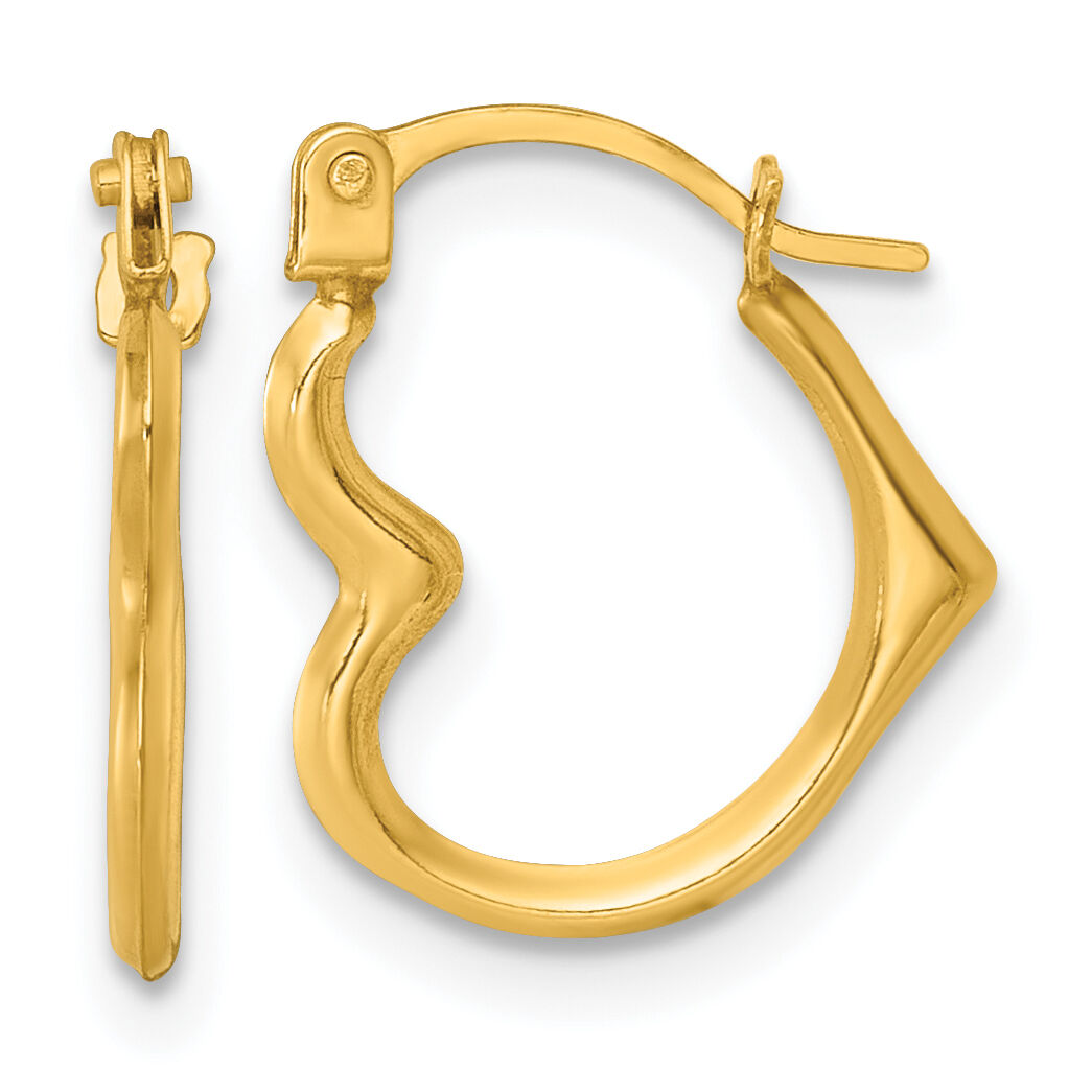 14k Polished Heart Shape Hoop Earrings-TL1178