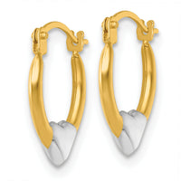 14k w/White Rhodium Polished Heart Hoop Earrings-TL1179
