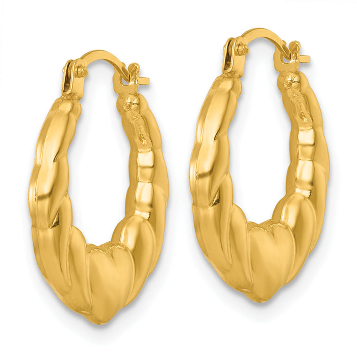 14k Polished Hearts Hoop Earrings-TL1180