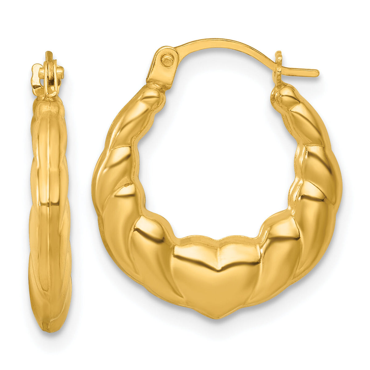 14k Polished Hearts Hoop Earrings-TL1180