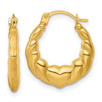 14k Polished Hearts Hoop Earrings-TL1180