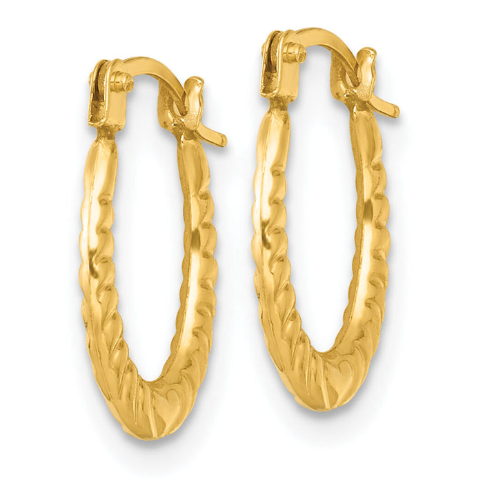 14k Polished Heart Oval Hoop Earrings-TL1181