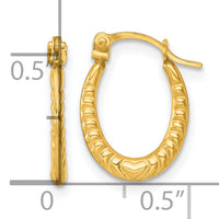 14k Polished Heart Oval Hoop Earrings-TL1181