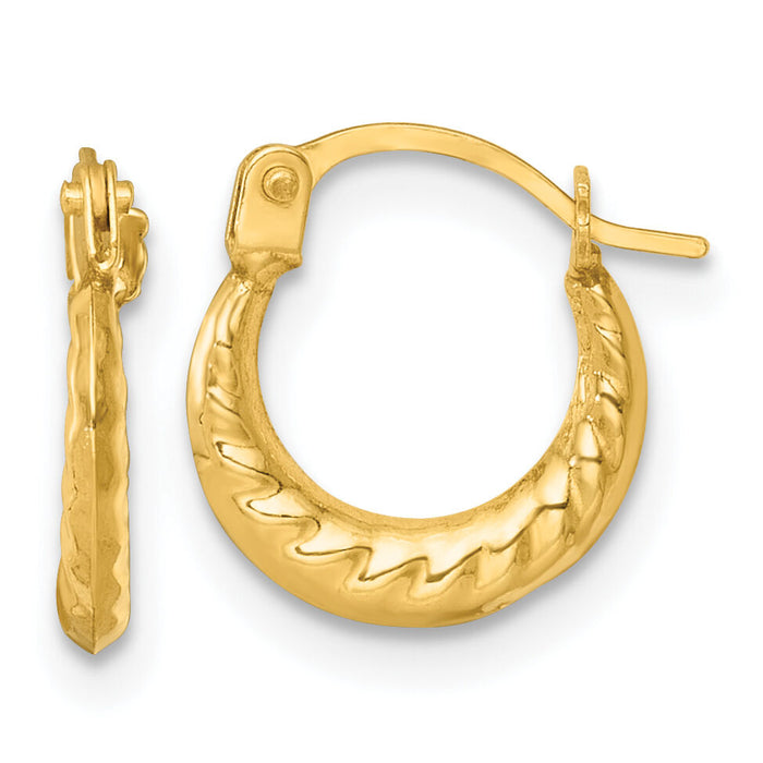 14k Polished and Grooved 1.5mm Hoop earrings-TL1183