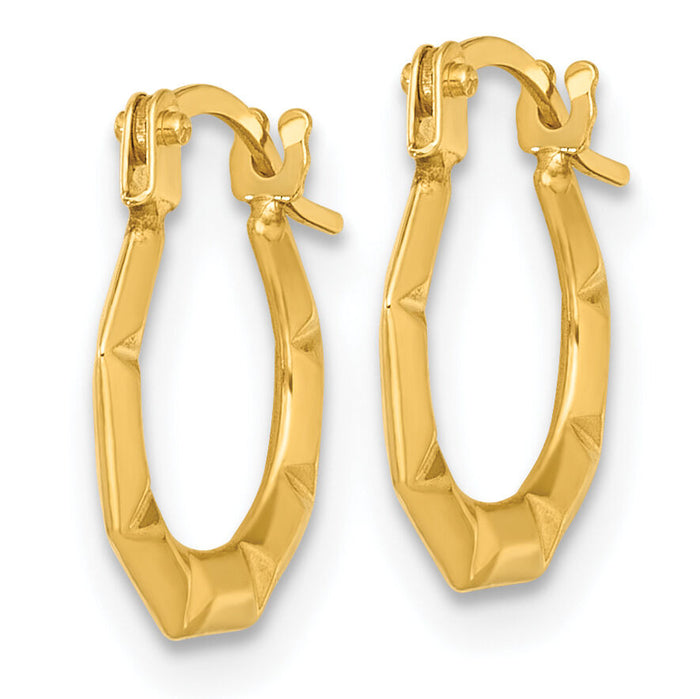 14k Polished and Grooved Hoop earrings-TL1184