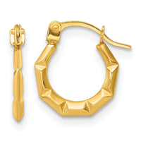 14k Polished and Grooved Hoop earrings-TL1184