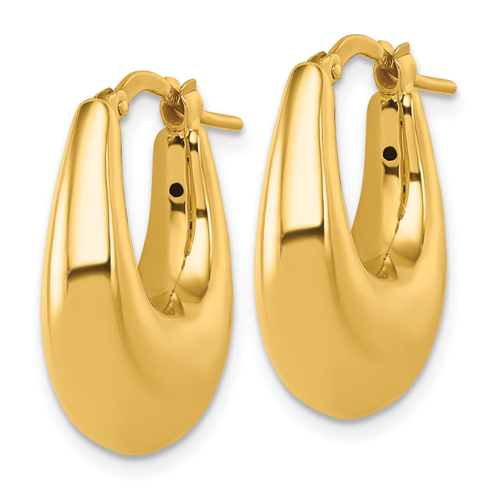 14k Polished Puffed Oval Hoop earrings-TL1185