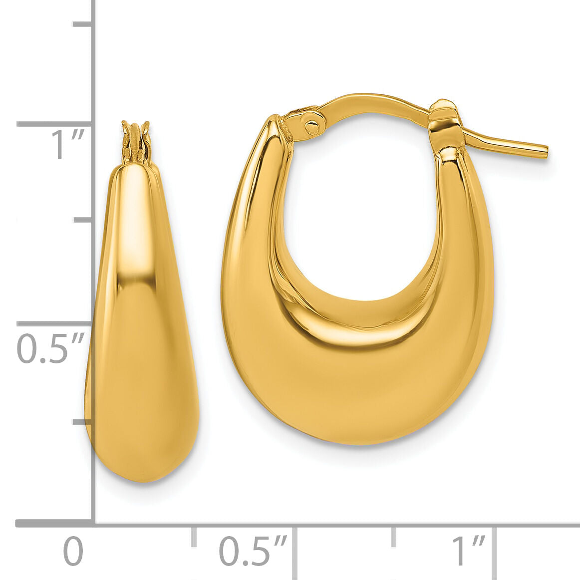 14k Polished Puffed Oval Hoop earrings-TL1185