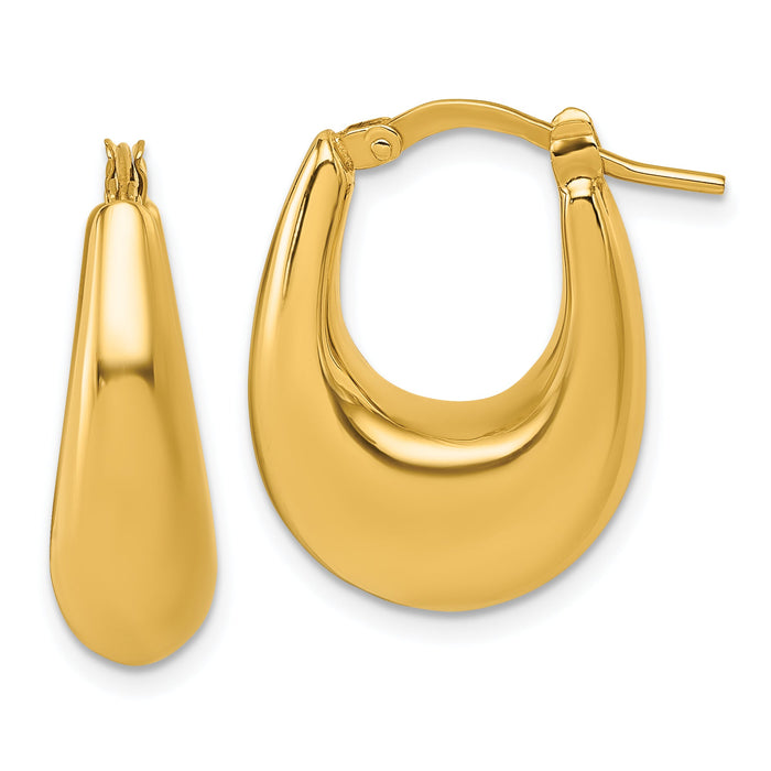 14k Polished Puffed Oval Hoop earrings-TL1185
