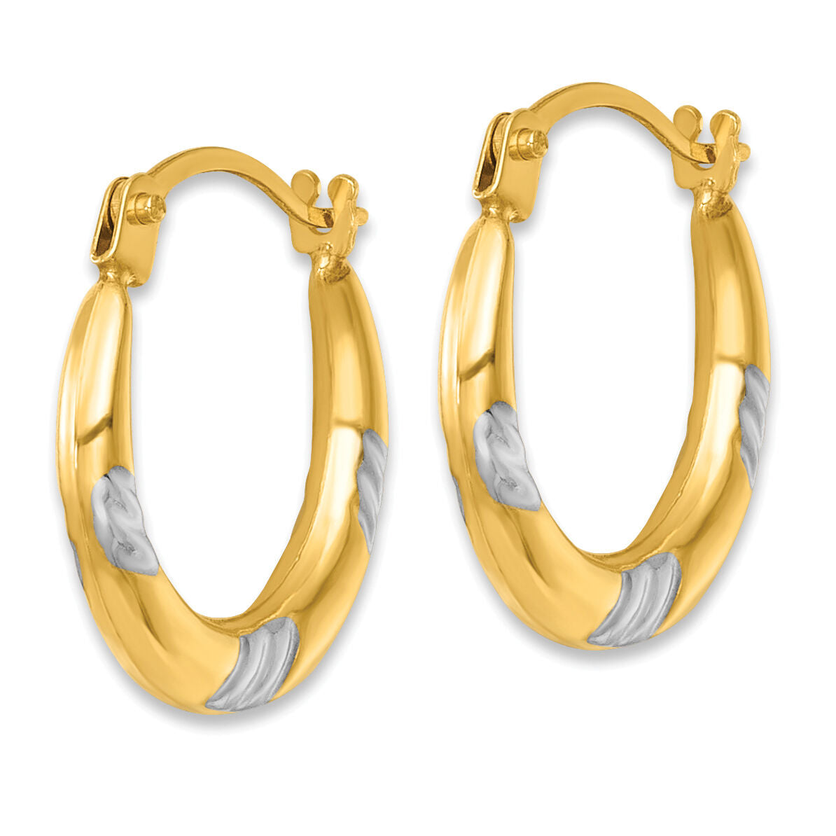 14k w/White Rhodium Polished 2mm Hoop Earrings-TL1189