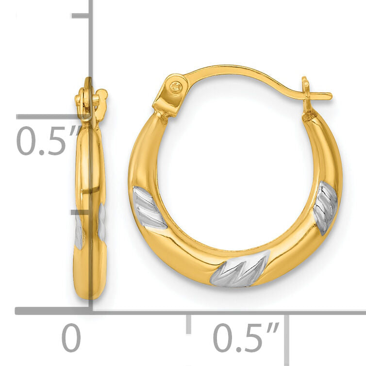 14k w/White Rhodium Polished 2mm Hoop Earrings-TL1189