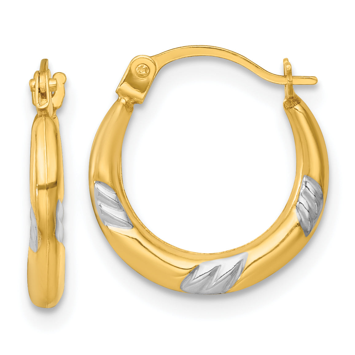 14k w/White Rhodium Polished 2mm Hoop Earrings-TL1189