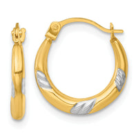 14k w/White Rhodium Polished 2mm Hoop Earrings-TL1189