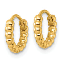 14k Polished 2.25mm Beaded Hinged Huggie Hoop Earrings-TL1190