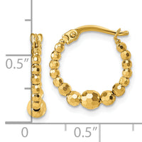 14k Polished Diamond-cut Beaded Hoop Earrings-TL1191