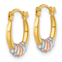14k w/Rhodium and Rose Gold-plating Polished Hoop Earrings-TL1192