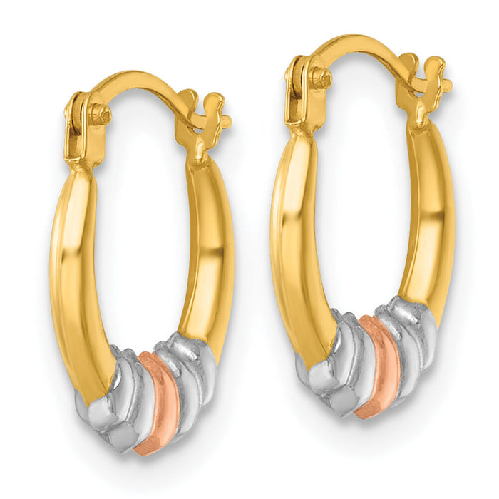 14k w/Rhodium and Rose Gold-plating Polished Hoop Earrings-TL1192