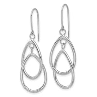 14k White Gold Double Teardrop Dangle Wire Earrings-TL125