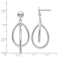 14k White Gold Polished Oval Dangle Post Earrings-TL130