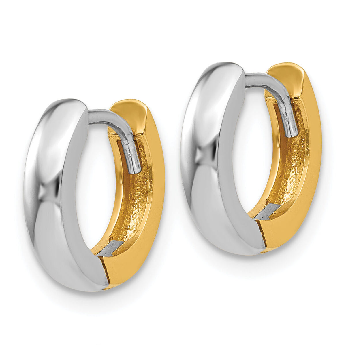 14k Two-tone 2.5mm Round Hinged Hoop Earrings-TL155