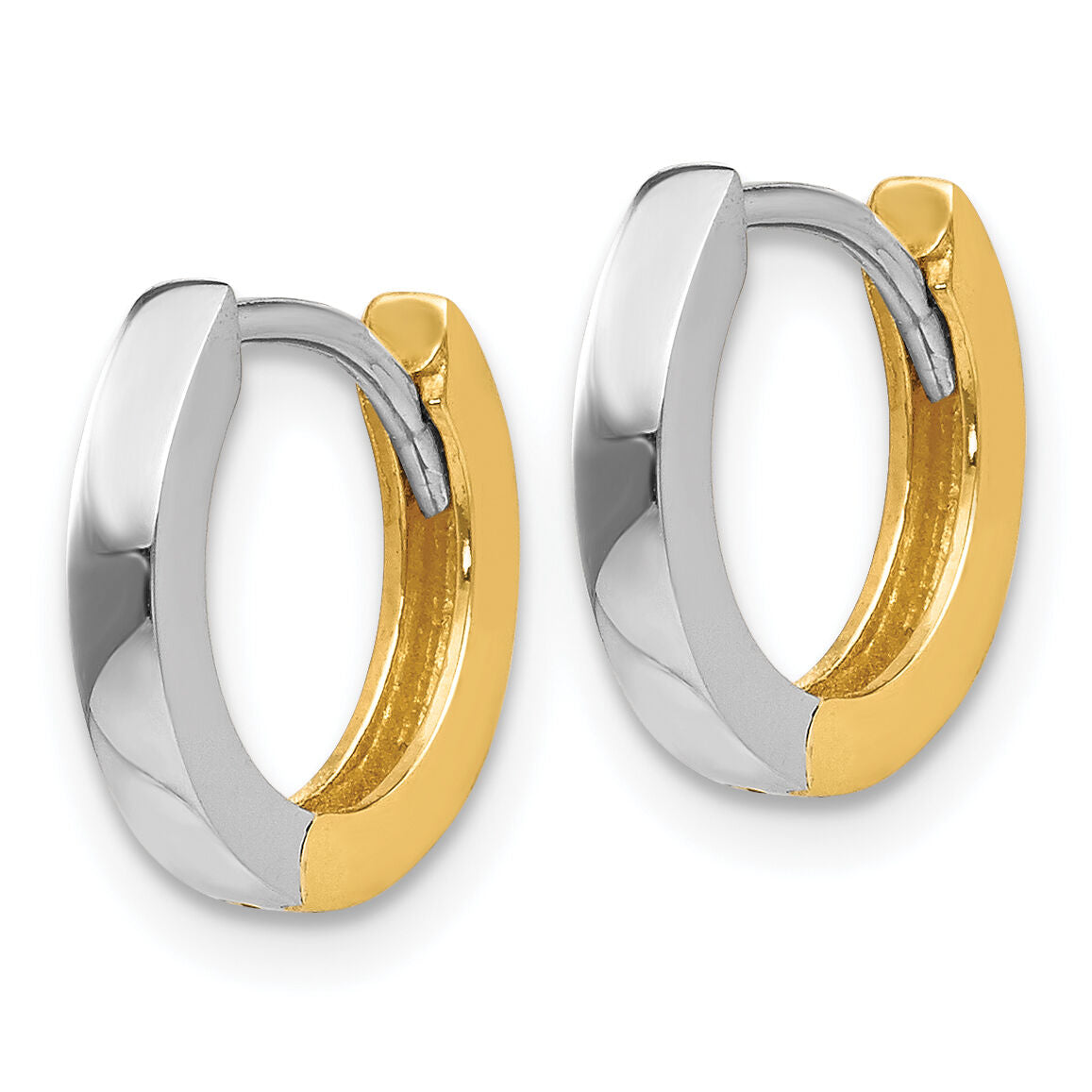 14k Two-tone 2mm Round Hinged Hoop Earrings-TL156