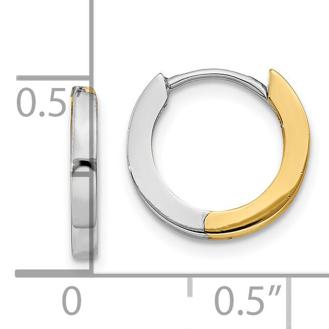 14k Two-tone 2mm Round Hinged Hoop Earrings-TL156