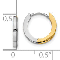 14k Two-tone 2mm Round Hinged Hoop Earrings-TL156