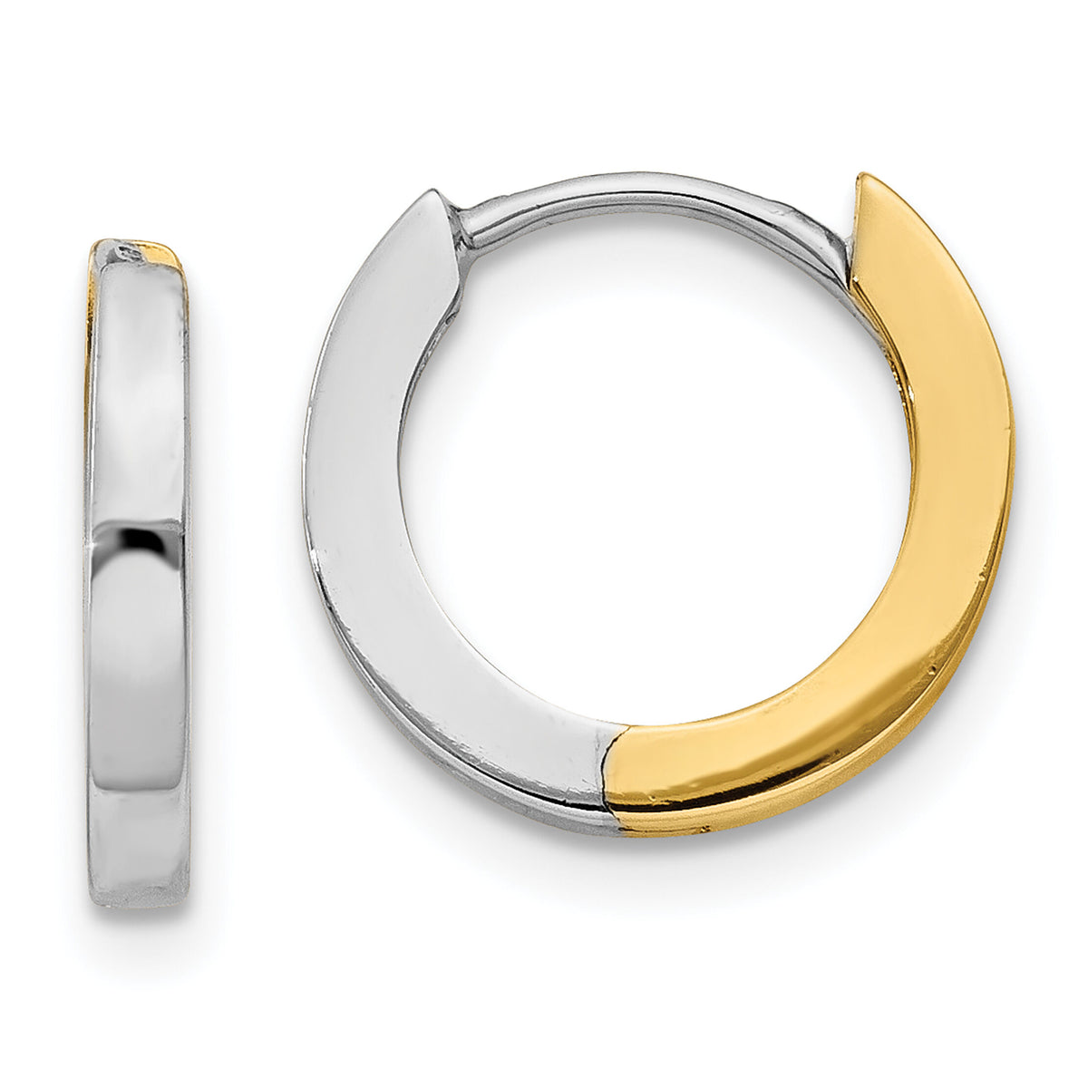 14k Two-tone 2mm Round Hinged Hoop Earrings-TL156
