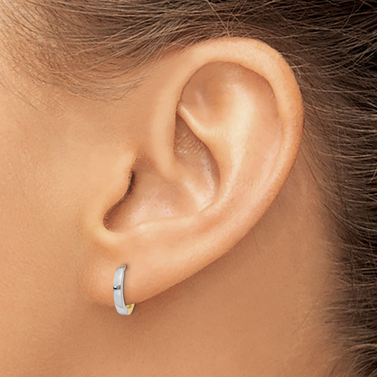 14k Two-tone 1.5mm Round Hinged Hoop Earrings-TL157